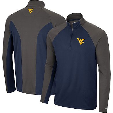 Men's Colosseum Navy/Charcoal West Virginia Mountaineers Two Yutes Raglan Quarter-Zip Windshirt