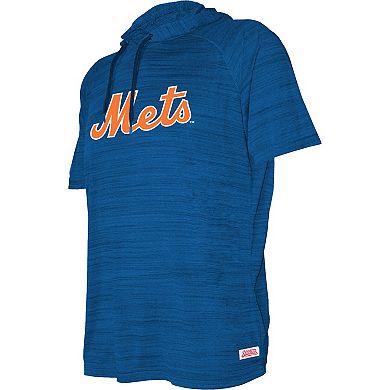 Youth Stitches Heather Royal New York Mets Raglan Short Sleeve Pullover Hoodie