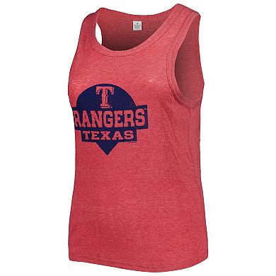 Women's Soft as a Grape Red Texas Rangers Plus Size High Neck Tri-Blend Tank Top