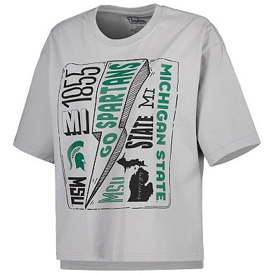 Women's Pressbox Silver Michigan State Spartans Rock & Roll School of Rock T-Shirt