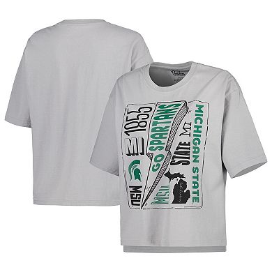 Women's Pressbox Silver Michigan State Spartans Rock & Roll School of Rock T-Shirt