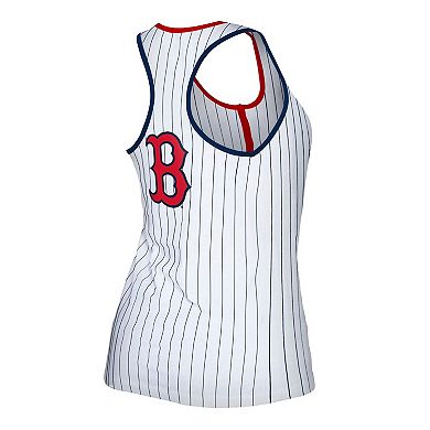 Women's New Era White Boston Red Sox Pinstripe Henley Racerback Tank Top