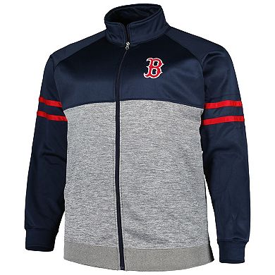Men's Navy/Heather Gray Boston Red Sox Big & Tall Raglan Full-Zip Track Jacket