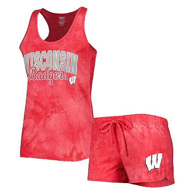 Women's Concepts Sport Red Wisconsin Badgers Billboard Tie-Dye Tank and Shorts Sleep Set