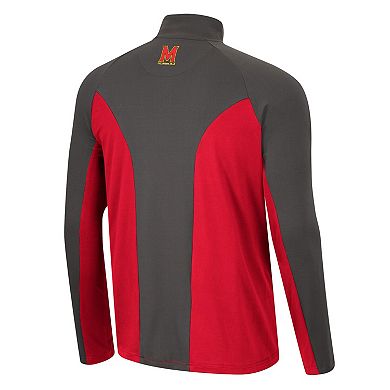 Men's Colosseum Red/Charcoal Maryland Terrapins Two Yutes Raglan Quarter-Zip Windshirt