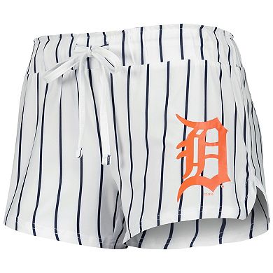 Women's Concepts Sport White Detroit Tigers Reel Pinstripe Tank Top & Shorts Sleep Set