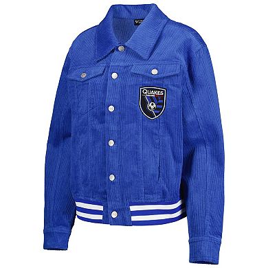 Women's The Wild Collective Blue San Jose Earthquakes CorduroyÂ Button-Up Jacket