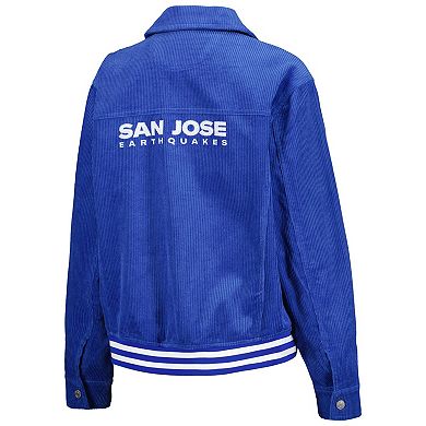 Women's The Wild Collective Blue San Jose Earthquakes CorduroyÂ Button-Up Jacket