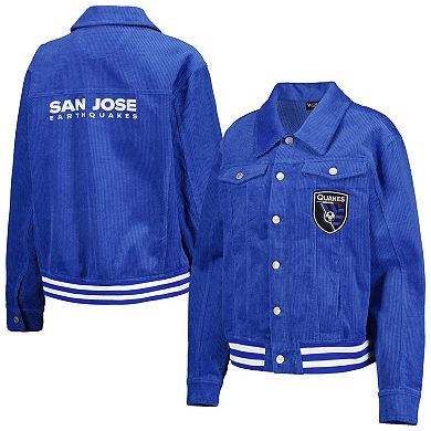 Women's The Wild Collective Blue San Jose Earthquakes CorduroyÂ Button-Up Jacket