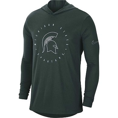 Men's Nike Green Michigan State Spartans Campus Tri-Blend Performance Long Sleeve Hooded T-Shirt