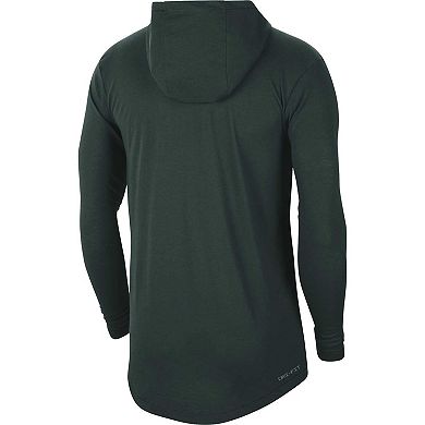 Men's Nike Green Michigan State Spartans Campus Tri-Blend Performance Long Sleeve Hooded T-Shirt