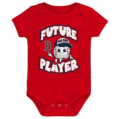 Infant Red/Navy/White Boston Red Sox Minor League Player Three-Pack Bodysuit Set