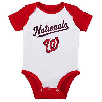 Newborn & Infant White/Heather Gray Washington Nationals Little Slugger Two-Pack Bodysuit Set
