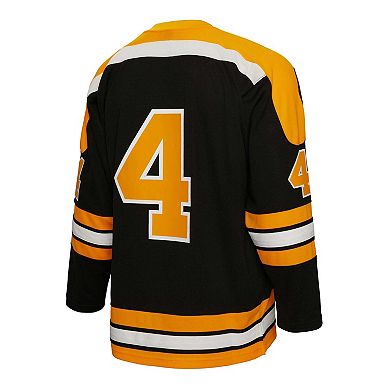 Men's Mitchell & Ness Bobby Orr Black Boston Bruins Big & Tall 1971 Blue Line Player Jersey