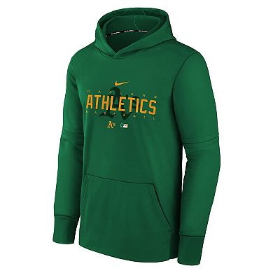 Youth Nike Green Oakland Athletics Pregame Performance Pullover Hoodie