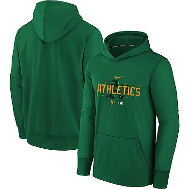 Youth Nike Green Oakland Athletics Pregame Performance Pullover Hoodie