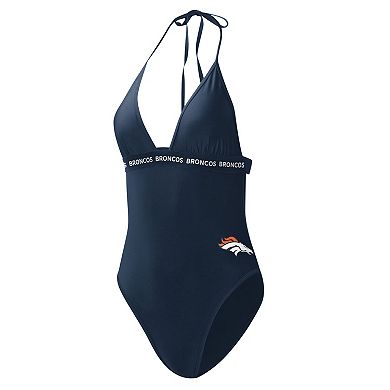 Women's G-III 4Her by Carl Banks Navy Denver Broncos Full Count One-Piece Swimsuit