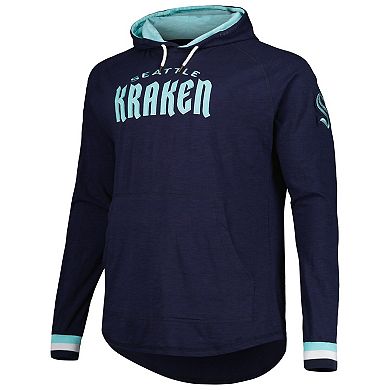 Men's Mitchell & Ness Deep Sea Blue Seattle Kraken Big & Tall Legendary Raglan Pullover Hoodie