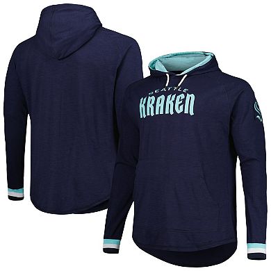 Men's Mitchell & Ness Deep Sea Blue Seattle Kraken Big & Tall Legendary Raglan Pullover Hoodie