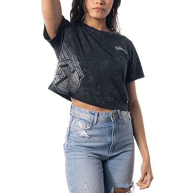 Women's The Wild Collective Black Cleveland Guardians Cropped T-Shirt