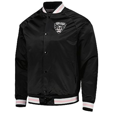 Men's Mitchell & Ness Black D.C. United Cherry Blossom Satin Full-Snap Jacket