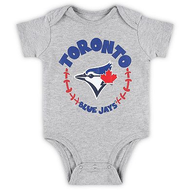 Newborn & Infant Powder Blue/White/Heather Gray Toronto Blue Jays Biggest Little Fan 3-Pack Bodysuit Set