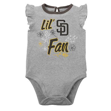Infant Brown/Heather Gray San Diego Padres Little Fan Two-Pack Bodysuit Set