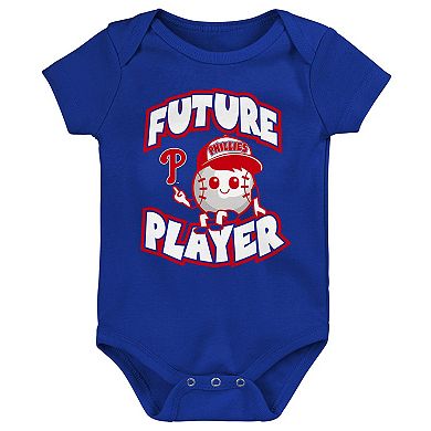 Infant Royal/Red/White Philadelphia Phillies Minor League Player Three-Pack Bodysuit Set