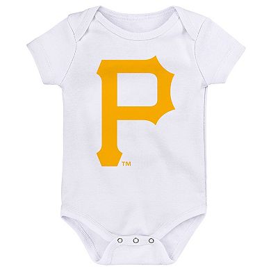 Newborn & Infant Gold/Black/White Pittsburgh Pirates Minor League Player Three-Pack Bodysuit Set