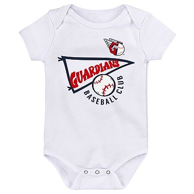 Newborn & Infant Red/White/Heather Gray Cleveland Guardians Biggest Little Fan 3-Pack Bodysuit Set
