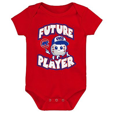 Infant Royal/Red/White Chicago Cubs Minor League Player Three-Pack Bodysuit Set