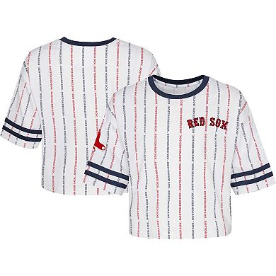 Girls Youth White Boston Red Sox Ball Striped T-Shirt
