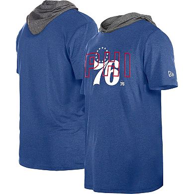 Men's New Era Royal Philadelphia 76ers Active Hoodie T-Shirt