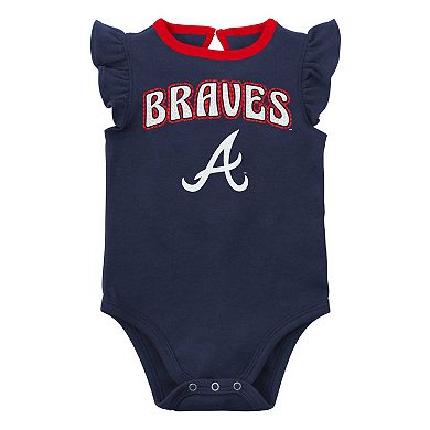Infant Navy/Heather Gray Atlanta Braves Little Fan Two-Pack Bodysuit Set