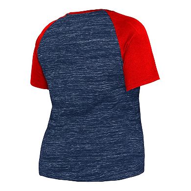 Women's New Era Navy Boston Red Sox Plus Size Space Dye Raglan V-Neck T-Shirt