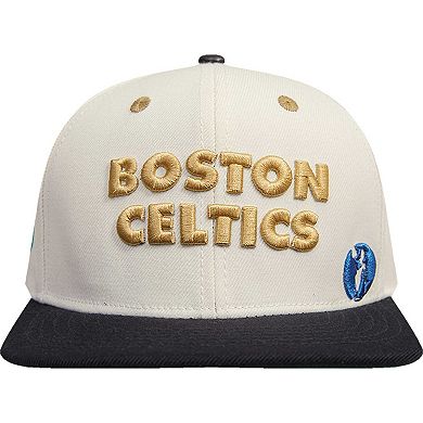 Men's Cream/Black Boston Celtics Album Cover Snapback Hat