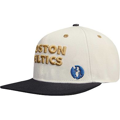 Men's Cream/Black Boston Celtics Album Cover Snapback Hat