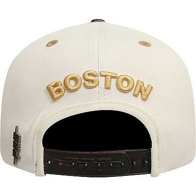 Men's Cream/Black Boston Celtics Album Cover Snapback Hat