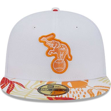 Men's New Era White/Orange Oakland Athletics Flamingo 59FIFTY Fitted Hat