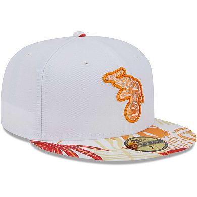 Men's New Era White/Orange Oakland Athletics Flamingo 59FIFTY Fitted Hat