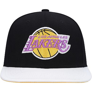 Men's Mitchell & Ness  Black/White Los Angeles Lakers Hardwood ClassicsÂ Wear Away VisorÂ Snapback Hat