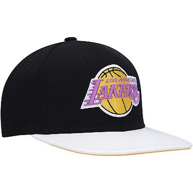 Men's Mitchell & Ness  Black/White Los Angeles Lakers Hardwood ClassicsÂ Wear Away VisorÂ Snapback Hat