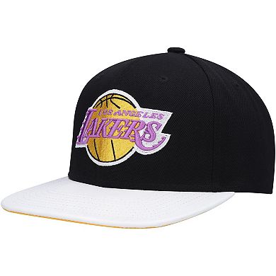 Men's Mitchell & Ness  Black/White Los Angeles Lakers Hardwood ClassicsÂ Wear Away VisorÂ Snapback Hat