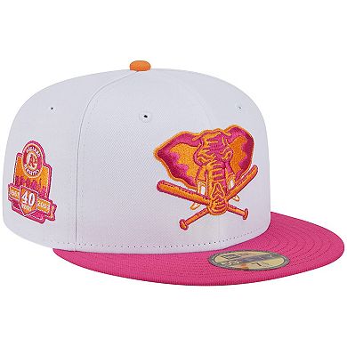 Men's New Era  White/Pink Oakland Athletics 40th Team Anniversary 59FIFTY Fitted Hat