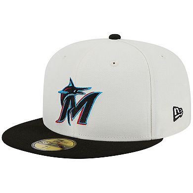 Men's New Era Stone/Black Miami Marlins Retro 59FIFTY Fitted Hat