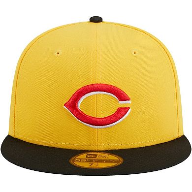 Men's New Era Yellow/Black Cincinnati Reds Grilled 59FIFTY Fitted Hat