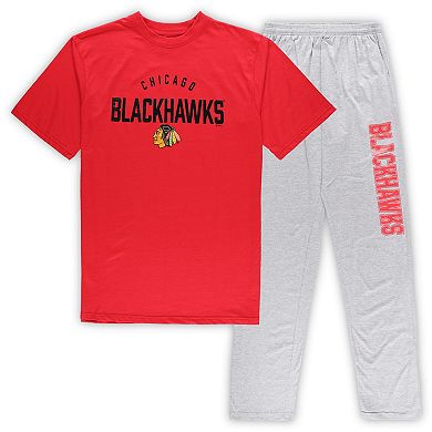 Men's Chicago Blackhawks Red/Heather Gray Big & Tall T-Shirt & Pants Lounge Set