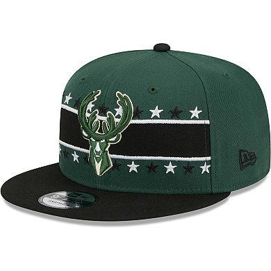 Men's New Era Hunter Green Milwaukee Bucks Banded Stars 9FIFTY Snapback Hat