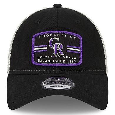 Men's New Era Black Colorado Rockies Property Trucker 9TWENTY Snapback Hat