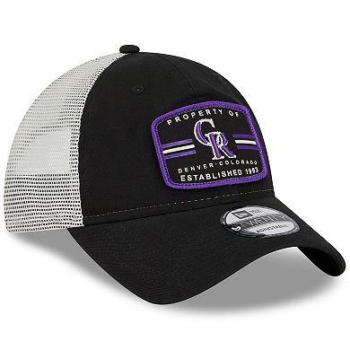 Men's New Era Black Colorado Rockies Property Trucker 9TWENTY Snapback Hat